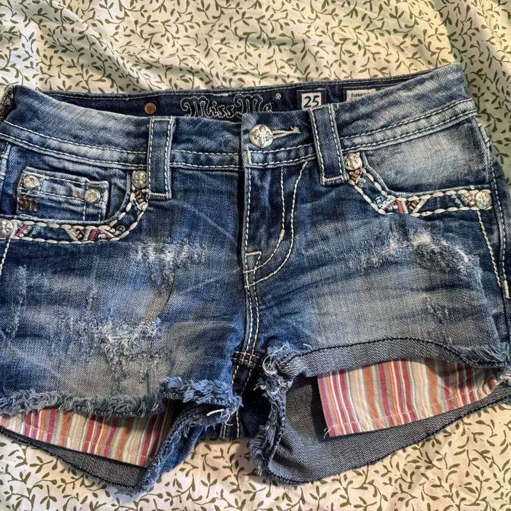 Miss Me Blue Jean Shorts Distressed Denim
